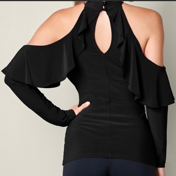 Cold Shoulder Ruffle Top - Picture 2 of 6